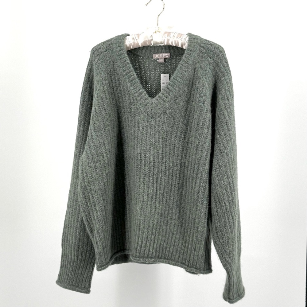 J. Crew Ribbed V-Neck Sweater in Wool Alpaca Blend Size XXL NWT